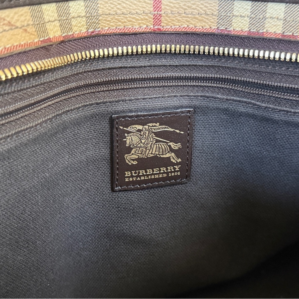 Burberry Haymarket Check Tote with Black Leather Handles - Picture 4 of 4